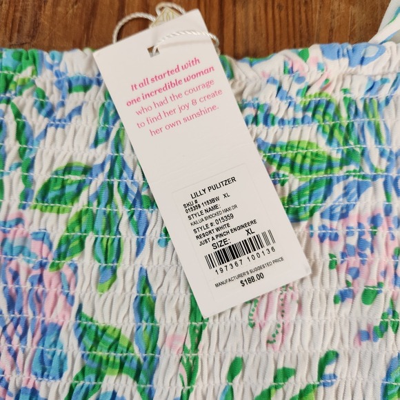 Lilly Pulitzer Kailua Smocked Maxi Dress Resort White Just a Pinch XL‎ NWT - Picture 9 of 11